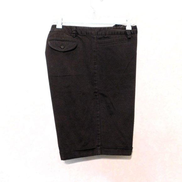 George Shorts Ladies 16 Dark Chocolate Brown Flat Front Cuffed Hem Cotton Blend - Picture 1 of 8